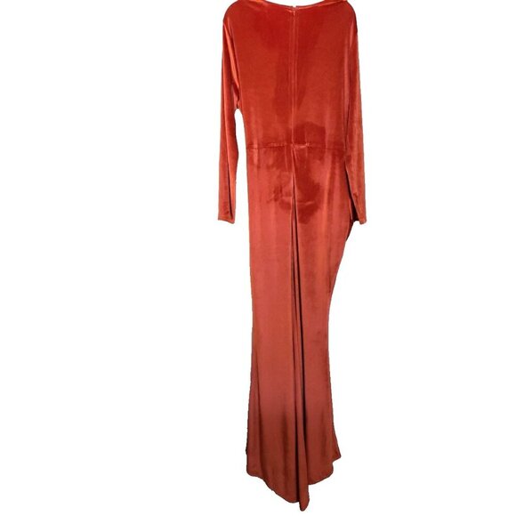 NWT House of Chic Orange Velour Holiday Party Long Gown Dress Women's Sz 3XL - Picture 3 of 6